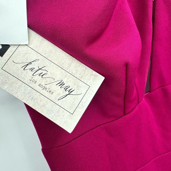 Katie May Edgy Cutout One Shoulder Gown Magenta Size M NWT - Picture 12 of 12